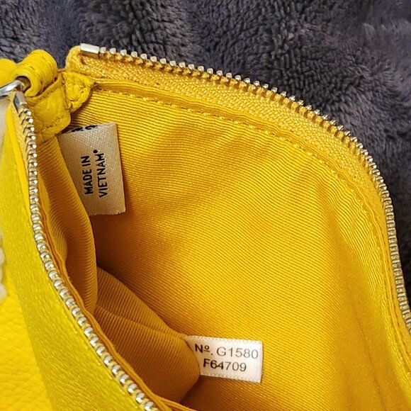 Coach Yellow Leather Shearling Trim Wristlet - Picture 9 of 9